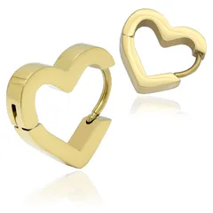 【ハートピアス 色： ゴールド 1ペア】[Adelina Style] フープピアス 三角 ハート 長方形 多角形 人気 つけっぱなし メンズ レディース シンプル リングピアス サージカルステンレス 金属アレルギー対応 男女 両耳 プレゼント