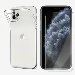 【保護フィルム付き】 iPhone 11 ProMax ソフトケース TPU 透明 クリア スマホケース 薄型 衝撃吸収 携帯ケース スマホカバー