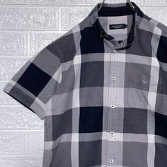 ブラックレーベルクレストブリッジ　半袖シャツ　チェック　ボタンダウン　グレー