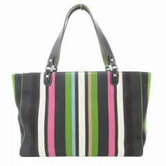 ケイトスペード KATE SPADE ハンドバッグ トート ストライプ キャンバス レザー マルチカラー /GV