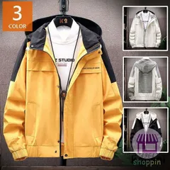 マウンテンメンズ ライトアウター 春物 フード付き ジップアップ ウィンドブレーカー 配色 ジャケット おしゃれ カジュアル アウター カッコイイ ant4y749642