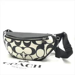 美品 COACH コーチ シグネチャー ウエスト バッグ ポーチ ホワイト ブラック h630