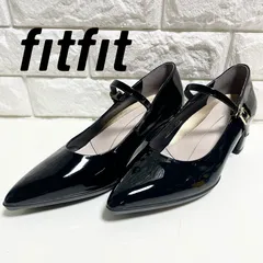 【未使用品！22.5cm！ブラックエナメル！】fitfitストラップパンプス！