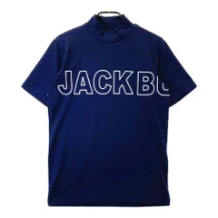 ブルー メンズ 4サイズM 半袖シャツ ジャックバニー ゴルフウェア 新品 JACK BUNNY ジャックバニー ハーフジップ 半袖Tシャツ ロゴ総柄