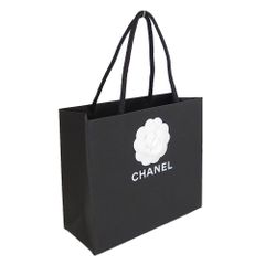 CHANEL シャネル 紙袋 正規店 ペーパーバッグ ショッパー ブラック 黒 カメリア付き 22×19×9cm【ブランド付属品】【紙袋】【メール便】(ec)