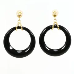 K18YG　ピアス　earrings　オニキス　総重量約3.7g