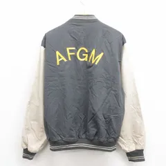 XL/古着 キングルイ 長袖 ジャケット メンズ 90s AFGM 刺繍 ツートンカラー コットン グレー 25aug30 中古 アウター ジャンパー ブルゾン