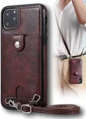 MocliL iPhone 13 mini スマホショルダー ストラップ ケース 斜めがけ 首掛け 肩掛け カード収納 レディース メンズ iP13m ML0028( ブラウン,  iPhone 13 mini)