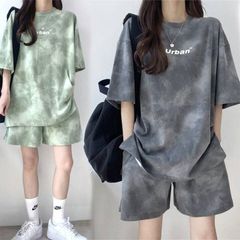 2C8【送料無料】セットアップ レディース カジュアルセット 綿 上下セット 2点セット カットソー Tシャツ 半袖 ショートパンツ ラウンドネック ゆったり プルオーバー お洒落 カジュアル リラックス ルームウエア 部屋着 パジャマ ジャージ 着痩せ