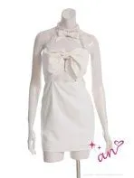 ホワイト[AOC-3904]【an/アン】ストレッチ/ ラメ/ ツイル/ ジッパー/ リボン/ ビジュー/ ウエストカット/ ホルターネック/ タイト/ ミニドレス/ キャバドレス / ワンピース/ ドレス