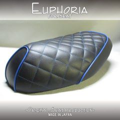 □【DIO ディオ AF34 AF35 SR ZX】張替え済♪　カスタムシート　黒/青　ダイヤ柄《Euphoria》□MK57692