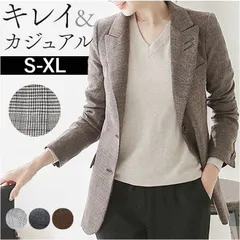 ☆ XL ☆ レディース ジャケット チェック柄 カジュアル テーラードジャケット レディース テーラード ジャケット チェック ミドル丈 羽織もの 冬 秋冬 カジュアル オフィス 通勤 ビジネス 面接 就活 ライトアウター オシャレ かわいい おしゃれ