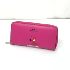 COACH コーチ スヌーピー コラボ ラウンド長財布 濃いピンク