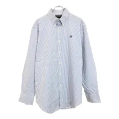 Lauren Ralph Lauren ローレンラルフローレン ボタンダウン 長袖シャツ 大きいサイズ ストライプ ブルー(メンズ 17 1/2)中古 古着 U7634