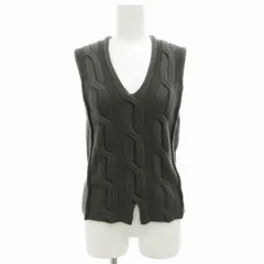 マックスマーラ MAX MARA タグ付き 白タグ ニット ベスト プルオーバー ノースリーブ ケーブル編み 深Vネック ウール カシミヤ混 S グレー /GV ■EC