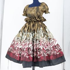 送料無料』【美品 フラダンス用衣装】黄土色×ホワイト×レッド