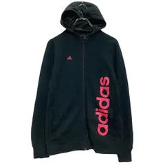 adidas プリントスウェット パーカー キッズ XL 150～ ブラック アディダス スポーツ ジップアップ 古着卸 アメリカ仕入 a701-6716