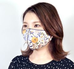 ハンドメイド！ダンスにも人気！　スポーツ＆レジャーマスク　日本製　ベージュフラワー