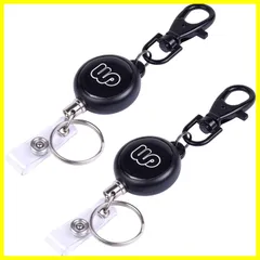 黒 最長58cm 社員証/定期入れ/パスケース用 リールクリップ 伸びるリールストラップ 2個入り 金属ワイヤー 強力 リールキーホルダー 吊り下げ名札用リール Wisdompro