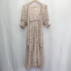 ◇ ⊂ AnMILLE アンミール 花柄 長袖 膝下丈 ワンピース サイズF ブラウン系 レディース E  【1503060004272】