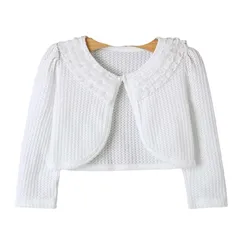 【新品】 [VIISEN] キッズ ボレロ 長袖 ボレロ 子供 結婚式 ボレロ 子供服 女の子 春夏秋 可愛い フォーマル ドレス ボレロ 通園 通学 卒園式 入学式 発表会 演奏会 80/90/100/110/120/130/140cm (3-ホワイト, 1