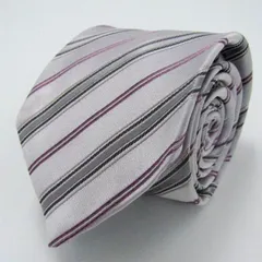 コムサメン ブランド ネクタイ ストライプ柄 シルク PO  メンズ ライトグレー COMME CA MEN 【中古】