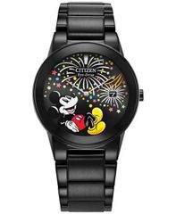 Free Shipping! Citizen Women's Eco-Drive Unisex Disney Mickey Mouse Black Stainless Steel Bracelet Watch, 40mm, Black