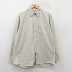 XL/古着 エルエルビーン LLBEAN 長袖 ブランド シャツ メンズ 80s ダック地 コットン ボタンダウン ベージュ カーキ spe 25jun17 中古 トッ