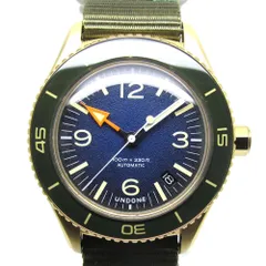 稼働】 UNDONE 316L 回転ベゼル ネイビー文字盤 腕時計 ゴールド