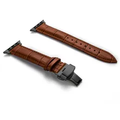 Apple Watch バンド 交換用 レザー  ベルト Dバックル バタフライバックル ビジネス ブラウン ローズゴールド シリーズ 3 4 5 6 7 8 9 SE 38 40 41 42 44 45 49 mm　全機種対応 スマートウォッチ