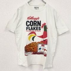 古着 used　Kellogs　ケロッグ　半袖プリントTシャツ　VINTAGE　レトロデザイン　コーンフレーク　白　Sサイズ