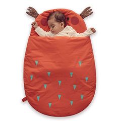 【色:オレンジ】綿製 秋冬対応 寝冷え防止 2way 赤ちゃん おくるみ 寝袋