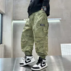 キッズカーゴパンツ（迷彩グリーン120サイズ/130サイズ/140サイズ/150サイズ/160サイズ）ボトムスこども男の子カモフラ子供服109