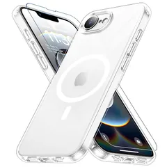 iPhone 16e ケース クリア 【Magsafe対応・米軍規格】 ガラスフィルム付き アイフォン16eケース 透明 耐衝撃 黄変防止 レンズ保護 ストラップホール付き いphone16e ワイヤレス充電対応 あいふぉん16e SGS認証 PC背面 ス 1