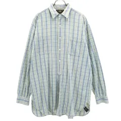 RRL 90s 初期タグ 赤3星 オールド チェック柄 長袖 ハーフボタン シャツ M ブルー系 ダブルアールエル RALPH LAUREN メンズ