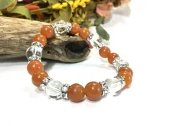 レッドアベンチュリン×水晶 パワーストーン ブレスレット 天然石  10mm（シルバー）メンズ・レディース 男性・女性 数珠ブレス 開運   [c]