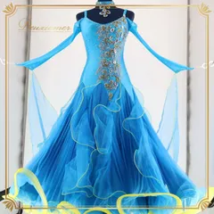 社交ダンス 衣装 スタンダードドレス スタンダード ドレス ワンピース フロート 黄色 青 プリーツ フリル デモ 競技 ダンス パーティ 発表会 ブルー系 イエロー系 Wish plus 鮮やか スカート フェミニン おしゃれ ダンス衣装 パフォーマンス