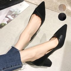 太ヒールパンプス レディース ポインテッドトゥ 履きやすい きれいめ カジュアル 疲れにくい