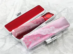 印鑑 作成 銀行印 ケース付き セット はんこ 和偲 わさい 柘 印鑑セット ケース付き 12mm ピンク 桜 TSK-75612 銀行印 認印 印鑑とおそろい ケース付きセット おしゃれ 印鑑ケース 朱肉付き 旧字 特殊文字 作成 OK