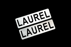 EE-714-2 LAUREL 銀黒 アクリル2層 ステッカー 日産 ローレル 130 230 C30 C31 C32 C33 C34 C35 前期 後期 モデリスタ 2枚1セット