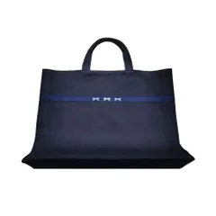 [ＨＡＮＡ] レッスンバッグ 厚手 子供 紺 布製 お稽古 スクール 上履き バッグ ネイビー 受験 面接 通園 通学 通塾 キッズ 入園 入学 準備 ピアノ シンプル プレゼント 受験対策 習い事 小学校 幼稚園 保育園