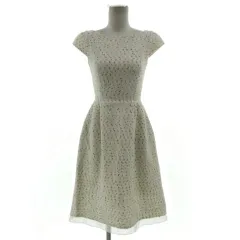 【中古】TOCCA ワンピース ツイード ニット ラメ ミディ丈 裾レース切替え 日本製 起毛 ドット柄 アイボリー 黒 00 トッカ TOCCA ワンピース ツイード ニット ラメ ミディ丈 裾レース