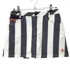 ルコックゴルフ スカート アイボリー×杢ネイビー ストライプ 内側インナーパンツ ストレッチ  レディース 11 ゴルフウェア le coq sportif