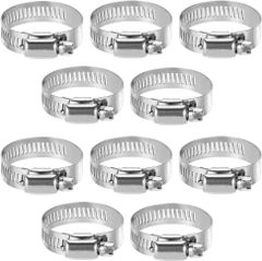 ホースバンド 304ステンレス ホースクリップ Φ16-25mm対応 調整可能 強力固定 ネジタイプホース締め金 ホースバンド 汎用 (10個入り)