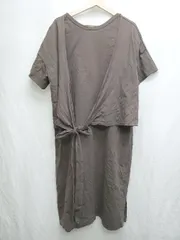 ◇ ⊂ nano universe SHELTECH デザイン 半袖 膝下 カットソー　ワンピース サイズF モカ レディース P  【1410230011438】