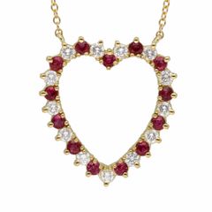 TIFFANY&Co ティファニー ダイヤモンド ルビー センチメンタル オープン ハート ペンダント ネックレス 750 K18 YG イエローゴールド T&CO【送料無料】【中古】23480935