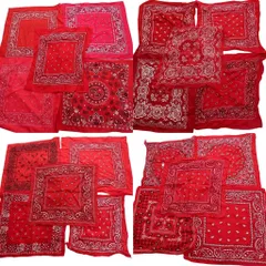 古着卸 まとめ売り  ペイズリー柄 バンダナ 小物 20枚セット (ユニセックス ) レッド 赤 レッドホワイト 中古 古着 NA8007