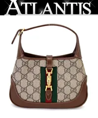 極美品 グッチ GUCCI ジャッキー1961 GGスプリーム 2WAY ハンドバッグ ショルダーバッグ ミニ ブラウン PVC×レザー 637092 【70260】