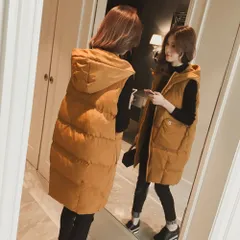 ☆ キャメル ☆ Lサイズ ☆ ロングベスト 秋冬 kvest06 ダウンベスト レディース ロング ロングダウンベスト パーカー フード付き ノースリブ 軽量 ゆったり 大きいサイズ 体型カバー おしゃれ アウター 40代 20代 30代 ブラック