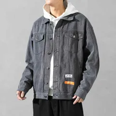 種類34：2XL/A：濃いグレー  メンズ ファッション 服 男性用 オシャレ シンプル 大人 かっこいい 大きいサイズ ストリート 紳士服 春 ブラック デニム ジャケット ストリート カジュアル ワーク ジャケット